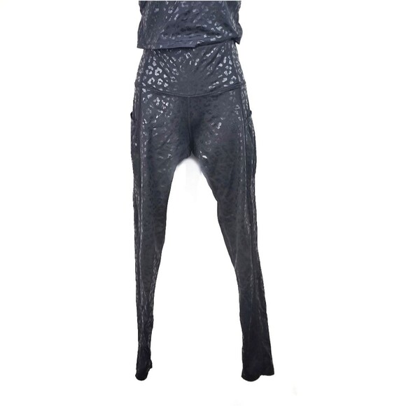 Black Leopard Print Highwaist Leggings - Picture 2 of 8